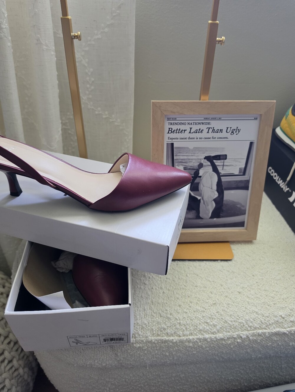 H by Halston Burgundy Pointed-Toe Slingback Kitten Heel